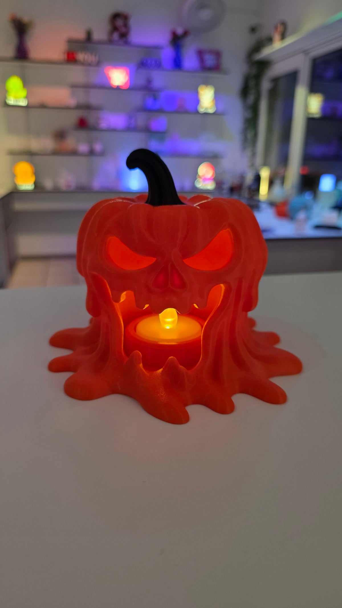 Citrouille fondante en colère – Porte-bougie chauffe-plat Halloween