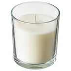 Bougie parfumée dans verre, linge frais blanc