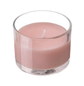 Bougie parfumée dans verre, fruits rouges rose clair