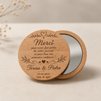 Miroir de poche en bambou personnalisé – Mariage Texte 1