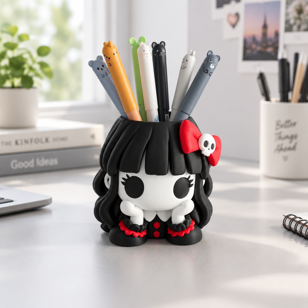 Porte-stylos gothique noir et rouge