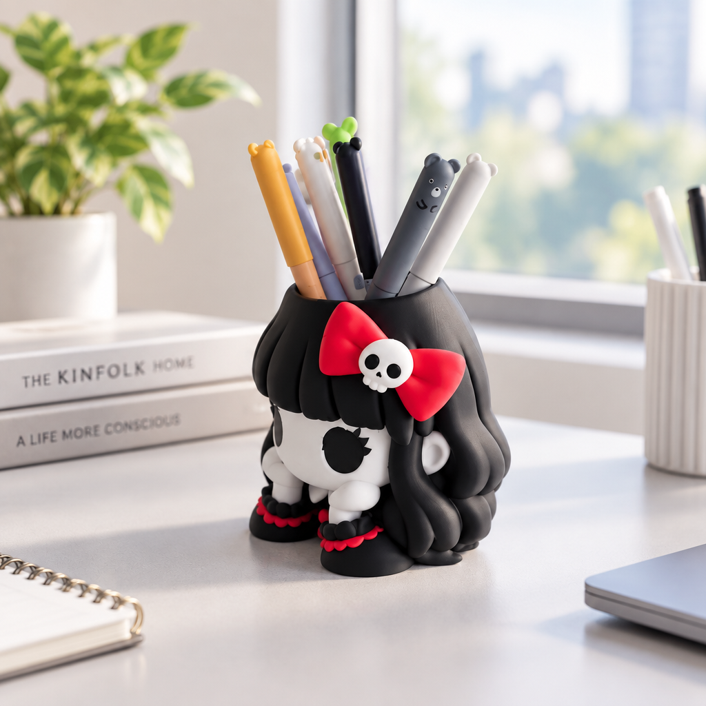 Porte-stylos gothique noir et rouge