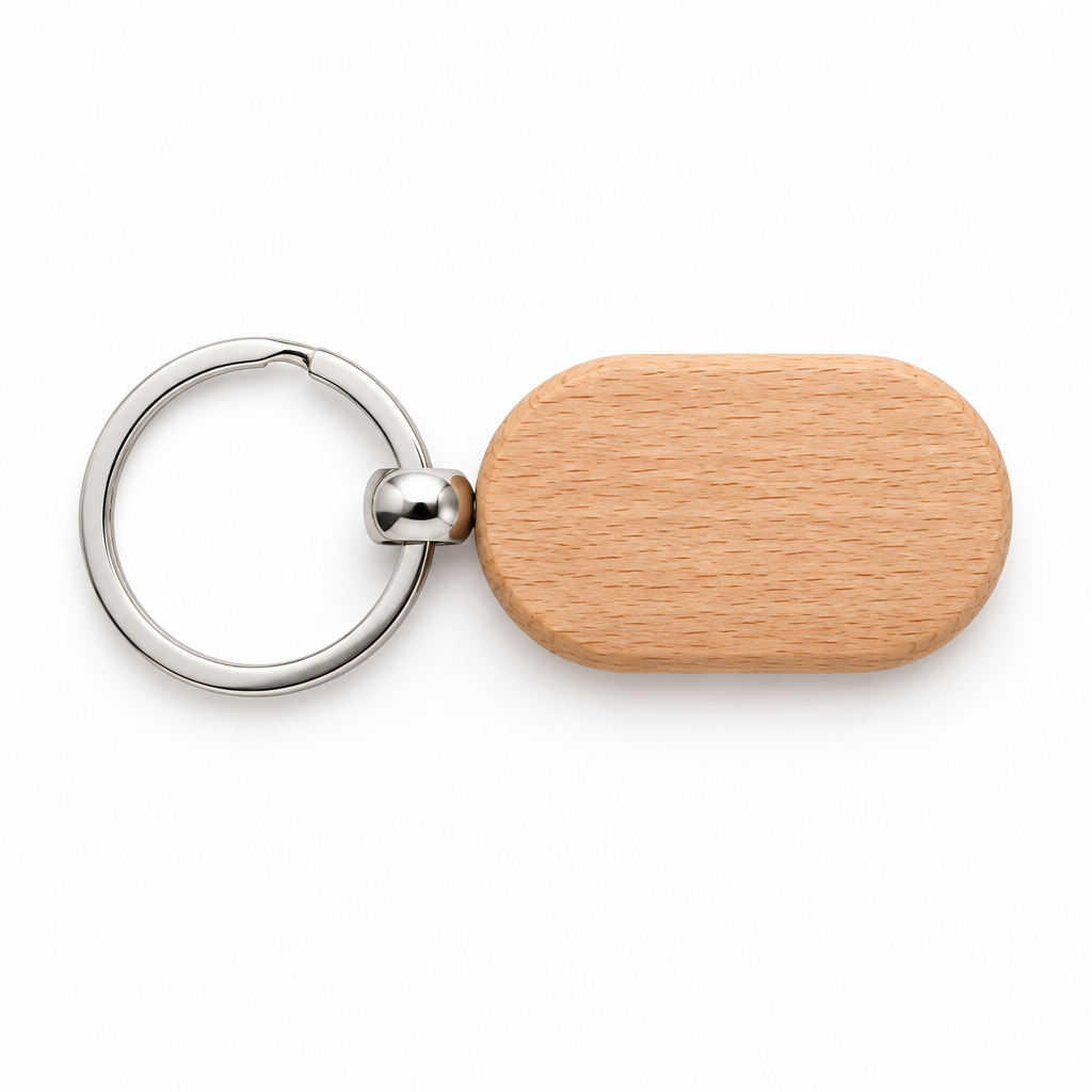 Porte-clés rectangle arrondi en bois personnalisé – Gravure laser