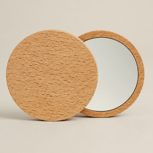 Miroir de poche en bambou personnalisé – Mariage Texte 1