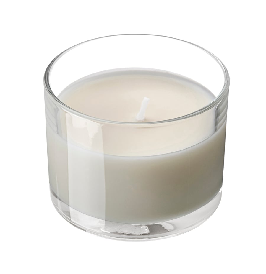 Bougie parfumée dans verre, vanille beige claire