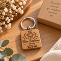 Porte-clés carré en bois personnalisé – Gravure laser