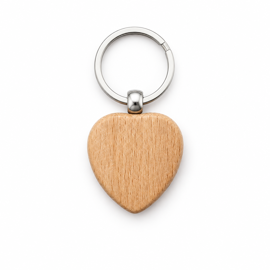 Porte-clés cœur en bois personnalisé – Gravure laser