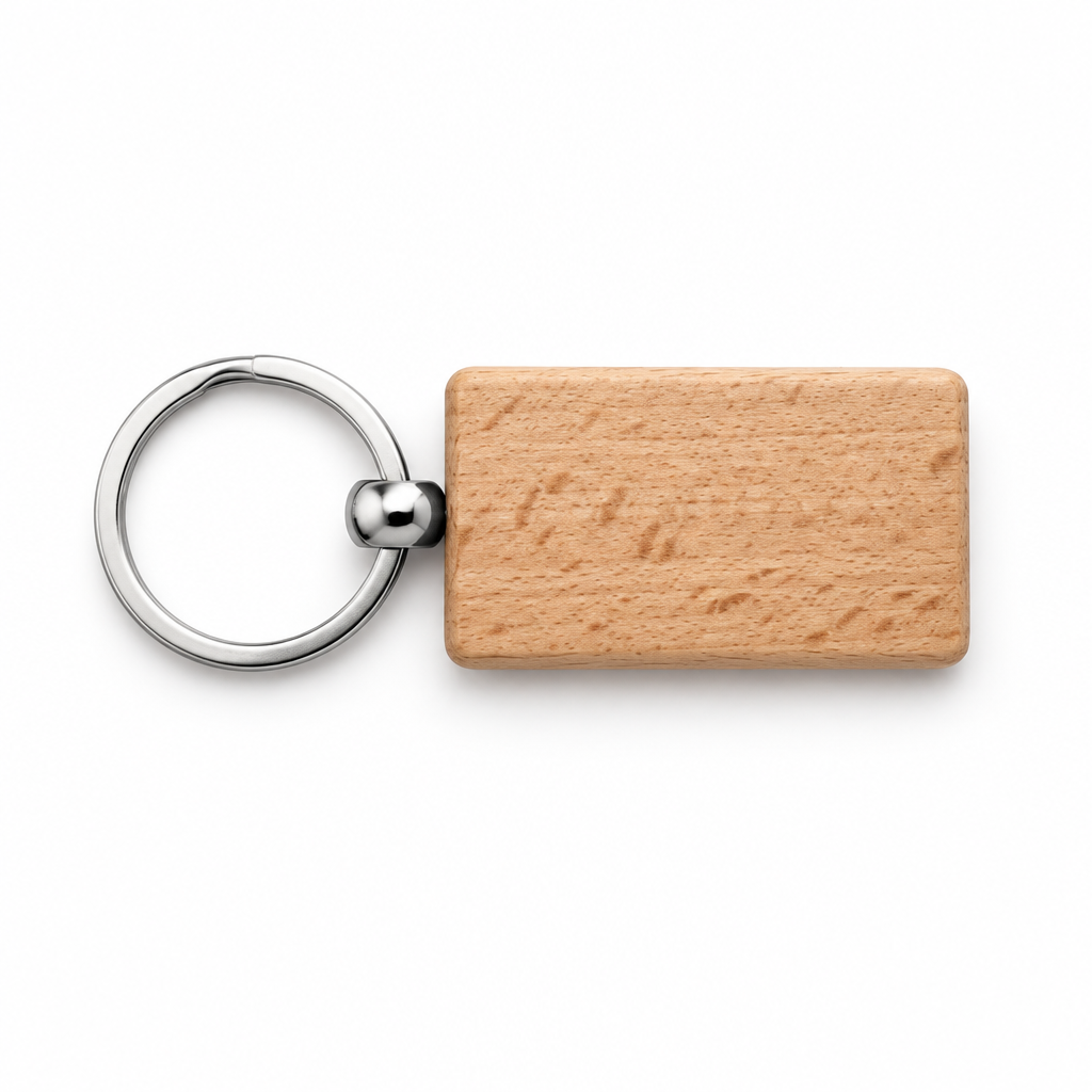 Porte-clés rectangulaire en bois personnalisé – Gravure laser