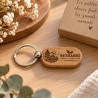 Porte-clés rectangle arrondi en bois personnalisé – Gravure laser