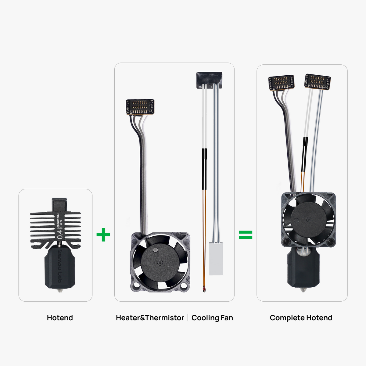 Bambu Lab Complete Hotend - P1/P1S, 0,4 mm - Acier trempé
